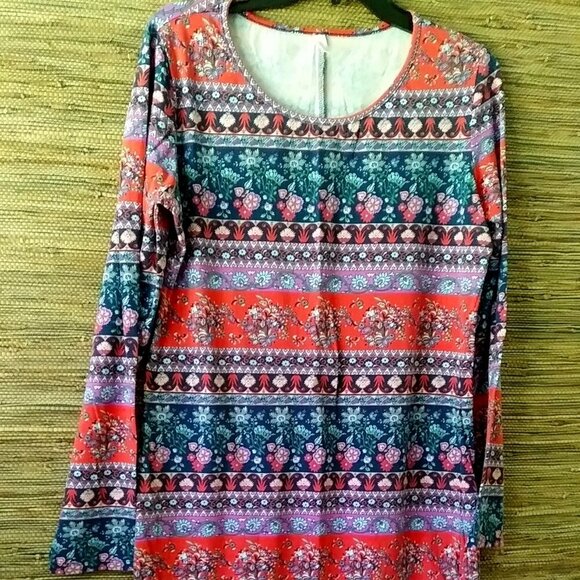 Xhilaration Abstract Print Dress 🌀 Cotton Stretch  Preowned Slay - Picture 7 of 9